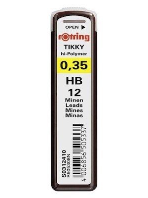 Rotring Hi-Polymer Kurşun Kalem Ucu 0.3 mm HB 12 Adet Siyah Renkli Kalem Uçları