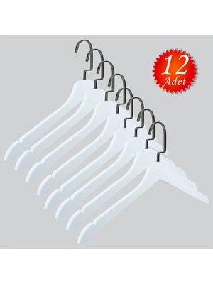 NYN Ahşap (Siyah Nikel Kanca) Gömlek, Tshirt, Bluz, Elbise Askısı 12 Adet