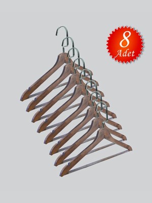 NYN Ahşap (Lama Gümüş Kanca) Barlı Pantolon, Bluz, Askısı 8 Adet