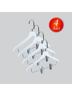 NYN Ahşap (Lama Gümüş Kanca) Mandallı Etek, Pantolon, Bluz, Askısı 4 Adet