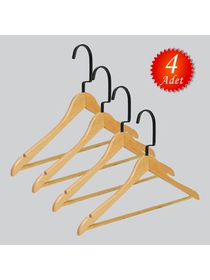 NYN Ahşap (Lama Siyah Kanca) Barlı Pantolon, Bluz, Askısı 4 Adet