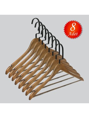 NYN Ahşap (Lama Siyah Kanca) Barlı Pantolon, Bluz, Askısı 8 Adet