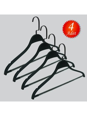 NYN Ahşap (Lama Siyah Kanca) Barlı Etek, Pantolon, Kombin, Askısı 4 Adet