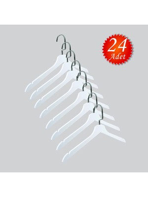 NYN Ahşap (Lama Gümüş Kanca) Bluz, Elbise, Tshirt Askısı 24 Adet