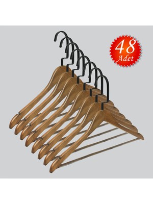 NYN Ahşap (Lama Siyah Kanca) Barlı Pantolon, Bluz, Askısı 48 Adet
