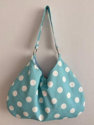 Mute Bag Turquoise Blue Polka Bag Puantiye Çanta / Puantiyeli Omuz Çantası (28*49)