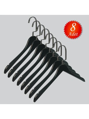 NYN Ahşap (Siyah Nikel Kanca) Gömlek, Tshirt, Bluz, Elbise Askısı 12 Adet