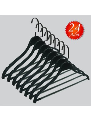 NYN Ahşap (Lama Siyah Kanca) Barlı Etek, Pantolon, Kombin, Askısı 24 Adet