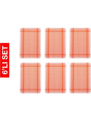 Vivense Tuable Pöti Kareli Altılı Kurulama Bezi Turuncu 45X70CM
