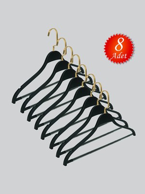 NYN Ahşap Kancalı Barlı Gold Kanca) Bluz, Gömlek Pantolon Askısı 8 Adet