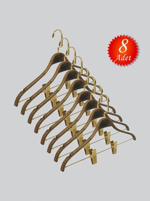 NYN Ahşap Mandallı Lama (Gold Kancalı) Bluz Etek Askısı 8 Adet