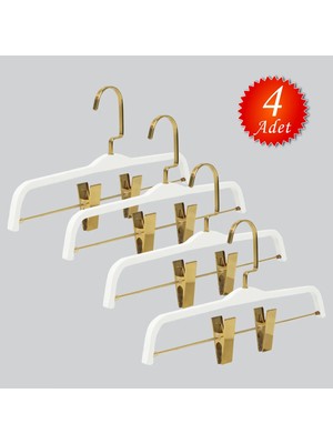 NYN Ahşap 8178 (Gold Kancalı Lama) Mandallı Etek Pantolon Askısı 4 Adet