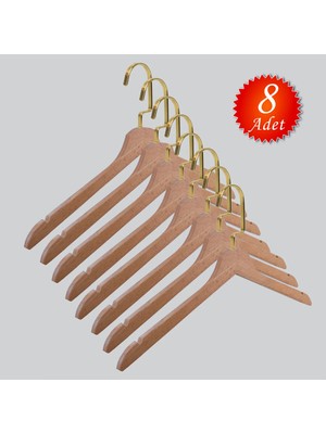 NYN Ahşap Gold Lama Kanca (Bluz, Elbise, Tshirt) Askısı 8 Adet