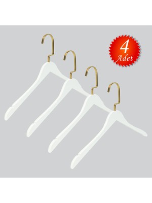 NYN Ahşap M001-Ç (Gold Kanca Lama) Gömlek, Tshirt, Bluz, Elbise Askısı 4 Adet