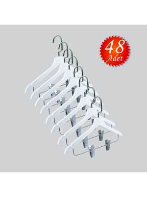 NYN Ahşap (Lama Gümüş Kanca) Mandallı Etek, Pantolon, Bluz, Askısı 48 Adet