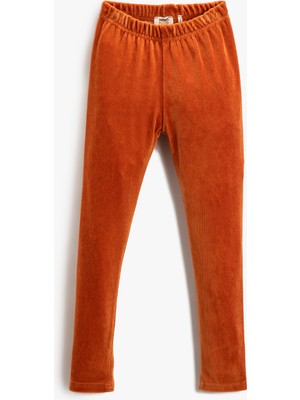 Koton Kadife Tayt Basic Beli Lastikli