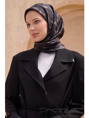Belli Twill Ipek Eşarp Siyah, Füme