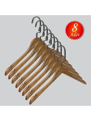 NYN Ahşap (Siyah Nikel Kanca) Gömlek, Tshirt, Bluz, Elbise Askısı 12 Adet