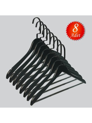 NYN Ahşap (Lama Siyah Kanca) Barlı Pantolon, Bluz, Askısı 8 Adet