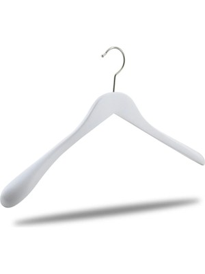 NYN Ahşap M-023 Ceket Kaban Askısı Beyaz Renk Erkek 45CM 8 Adet