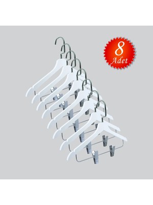 NYN Ahşap (Lama Gümüş Kanca) Mandallı Etek, Pantolon, Bluz, Askısı 8 Adet