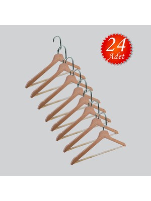 NYN Ahşap (Lama Gümüş Kanca) Barlı Pantolon, Bluz, Askısı 24 Adet