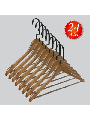 NYN Ahşap (Lama Siyah Kanca) Barlı Pantolon, Bluz, Askısı 24 Adet
