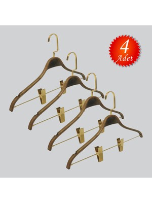 NYN Ahşap Mandallı (Gold Kancalı) Bluz Etek Askısı 4 Adet