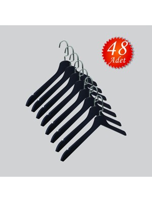 NYN Ahşap (Lama Gümüş Kanca) Bluz, Elbise, Tshirt Askısı 48 Adet