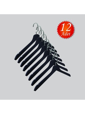 NYN Ahşap (Lama Gümüş Kanca) Bluz, Elbise, Tshirt Askısı 12 Adet