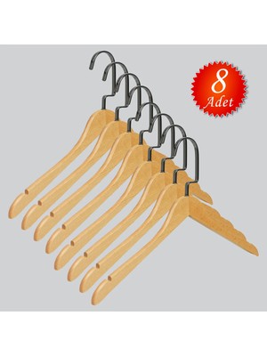NYN Ahşap (Siyah Nikel Kanca) Gömlek, Tshirt, Bluz, Elbise Askısı 12 Adet