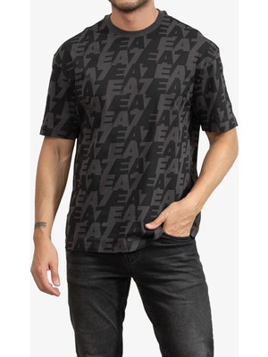 EA7 Emporio Armani Bisiklet Yaka Logo Erkek Siyah T-Shirt