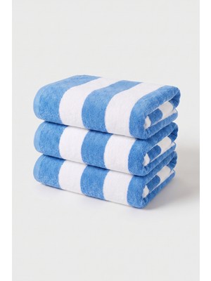 Xjim 3'lü %100 Pamuk Büyük Boy Yumuşak Hızlı Kuruyan Çizgili Plaj Deniz Banyo Havlusu Unisex 75X150