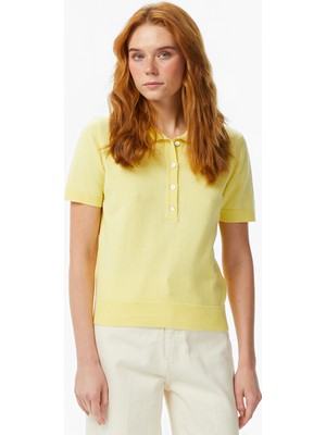 Nautica Kadın Sarı Regular Fit Triko Polo Yaka T-Shirt