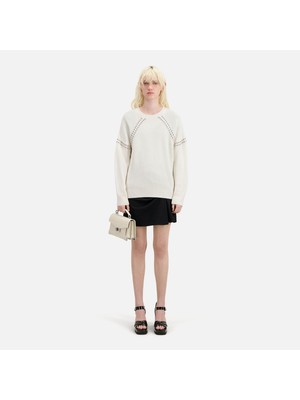 The Kooples Kadın Zımba Detaylı Yün Krem Kazak