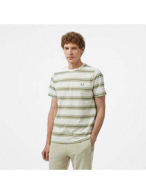 Fred Perry Fine stripe Erkek Bej T-Shirt