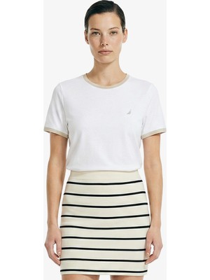 Nautica Kadın Beyaz Slim Fit T-Shirt