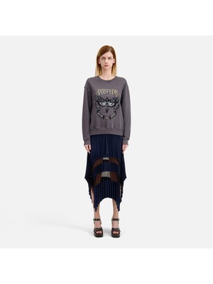 The Kooples Kadın Baskılı Bisiklet Yaka Gri Sweatshırt