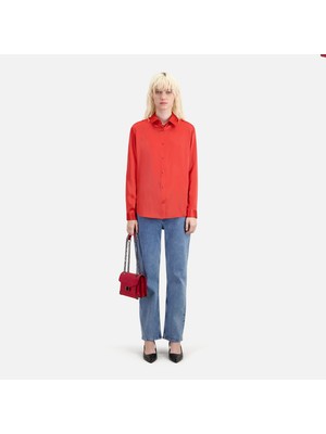 The Kooples Kadın Kırmızı Saten Ipek Gömlek