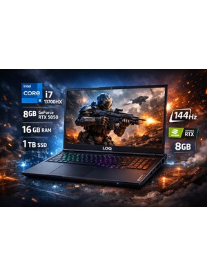 Ronanna Lenovo Loq 83JE00KNTR I7 13700HX 16GB 1tb SSD 15.6 Fhd 144Hz 8gb RTX5050 Dos Gaming Dizüstü Bilgisayar