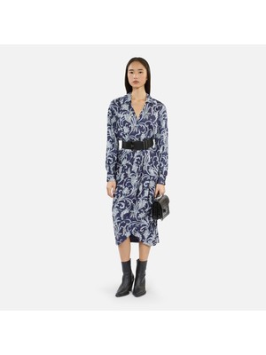 The Kooples Kadın Çiçek Desenli Gömlek Yaka Lacivert Elbise