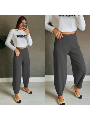 Trend Metkar Kadın Yüksek Bel Krep Pantolon