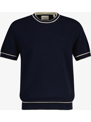 Gant Erkek Lacivert Regular Fit Kısa Kollu Triko
