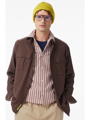 Scotch & Soda Scotch&soda Melange Relaxed-Fit Erkek Kahverengi Gömlek