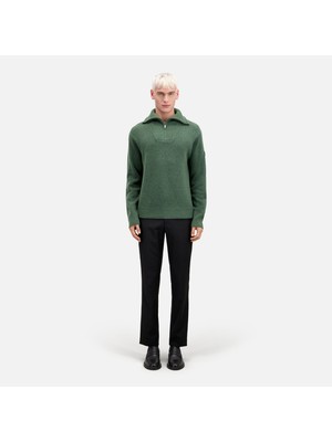 The Kooples Erkek Yarım Fermuarlı Yeşil Yün Kazak