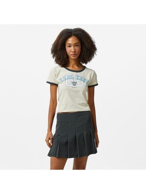 Karl Kani Woven Signature Soccer Kadın Bej T-Shirt
