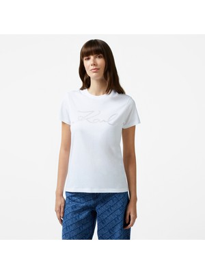 Karl Lagerfeld Kadın Beyaz T-Shirt