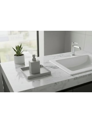 Vivense Galvaniz Metal Kare Banyo Tablası, Açık Gri, 10102 cm