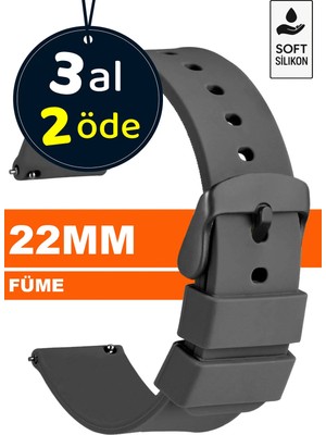 Trendburada 22mm Silikon Saat Kordonu Kayışı Koyu Gri - Siyah Huawei Uyumlu Hafif ve Dayanıklı