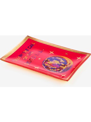 Gift Company Pembe Cam Disco Ball Dekoratif Tabak 10X0,8X14,2 cm